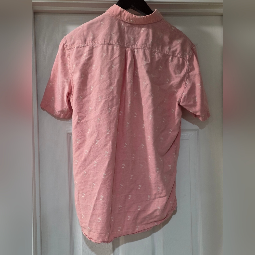Vans Pink Tropical Themed 100% Cotton Short Sleeve Button Down Shirt w/Pocket - Picture 2 of 9